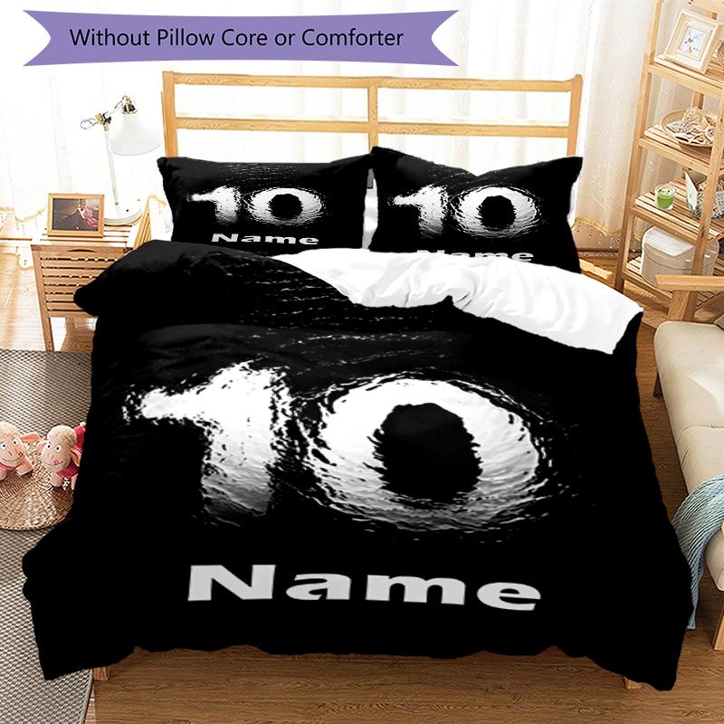 3pcs Custom Name 10 Bedding Set Duvet Cover Closure Includes 1 Duvet Cover & 2 Pillowcases, Soft and Comfortable for All Seasons.