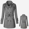 Men's Mid-Length British Style Wool Trench Coat with Belt for Autumn/Winter
