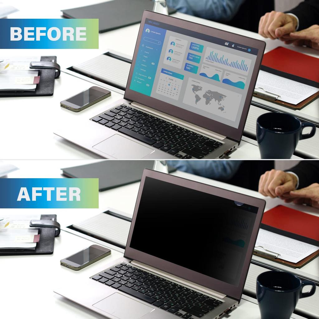 SenseAGE 13.3-inch (16:9) Privacy Filter, Adhesive, Anti-Peep Screen Protector for Laptops, Blue Light Blocking, Anti-Reflective