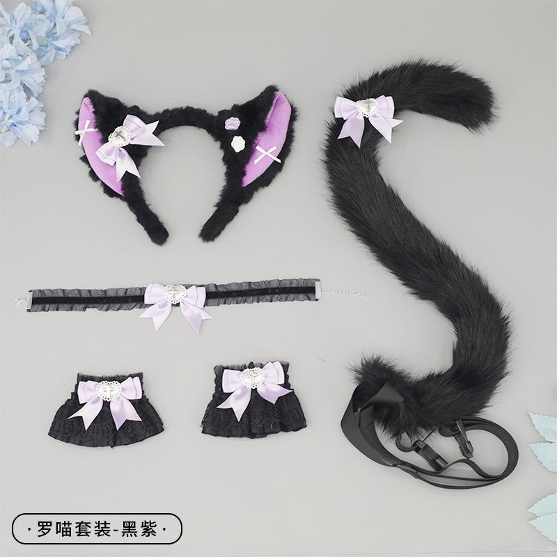 Cosplay Cat Ears Headband Cat Tail Accessories Handmade Cute Cat Girl Beast Ears Hair Accessories Beast Tail Accessories Set