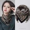 Women's Autumn/Winter Versatile Silk Scarf - Fashionable, Warm Magnetic Buckle Korean Square Design
