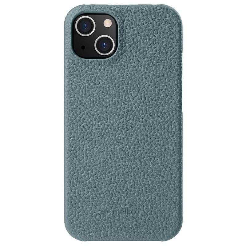 MELKCO For iPhone 13 mini 5.4 inch Protective Case Genuine Cow Leather Coated PC Phone Cover