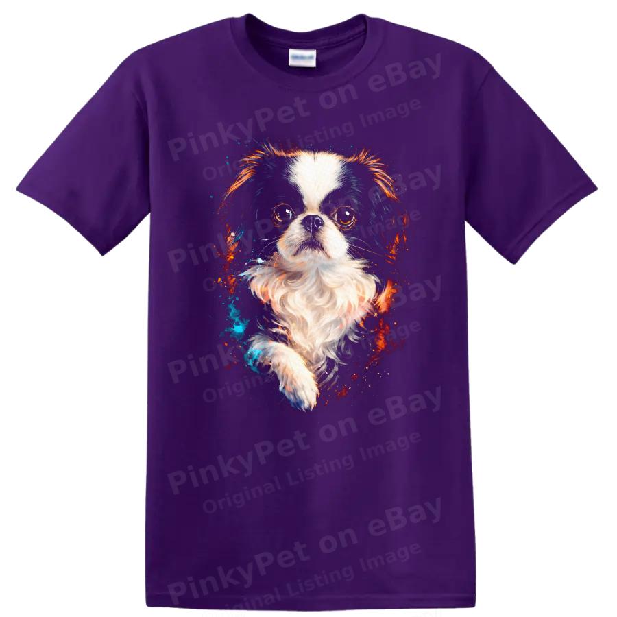 Dog Lover T Shirt Cute Japanese Chin Dog Portrait Colorful Art Tee