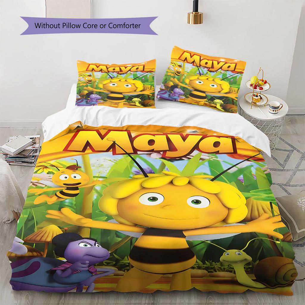 La Abeja Maya Pattern Bedding,Quilt Set Quilt Cover Pillowcase Home Birthday Gift(1 * duvet cover + 2 * pillowcase, without core)