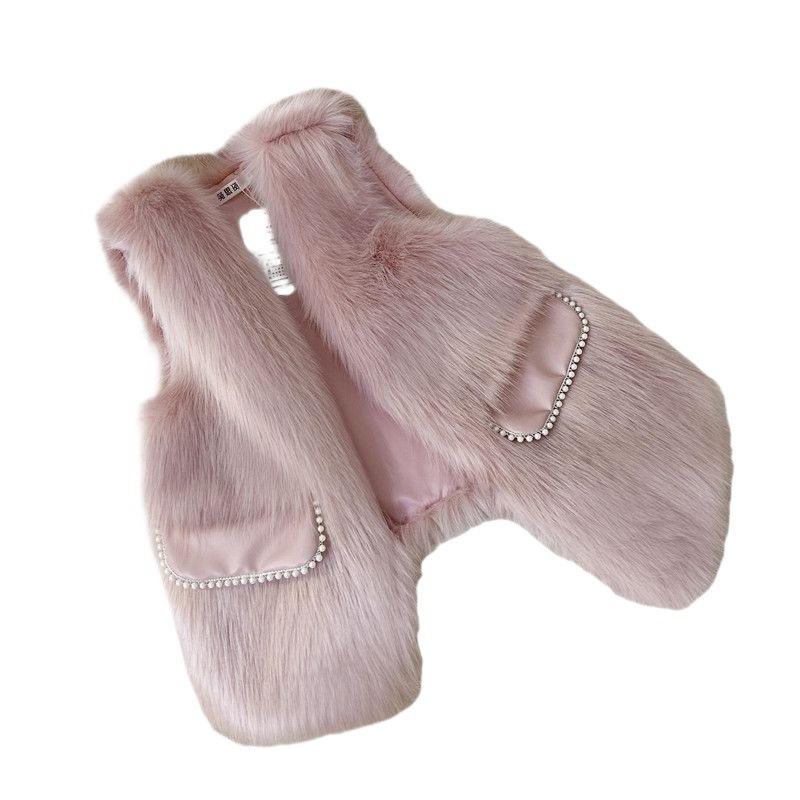 Winter imitation fur vest women's new women's light pink age-reducing furry vest looks thin