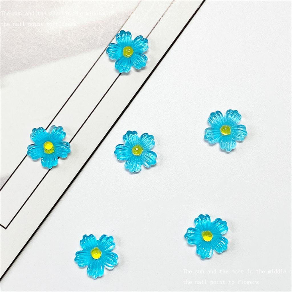 50Pcs 10mm Resin 3D Colorful Flower Flatback Rhinestone Scrapbook Wedding Applique Decor Crafts