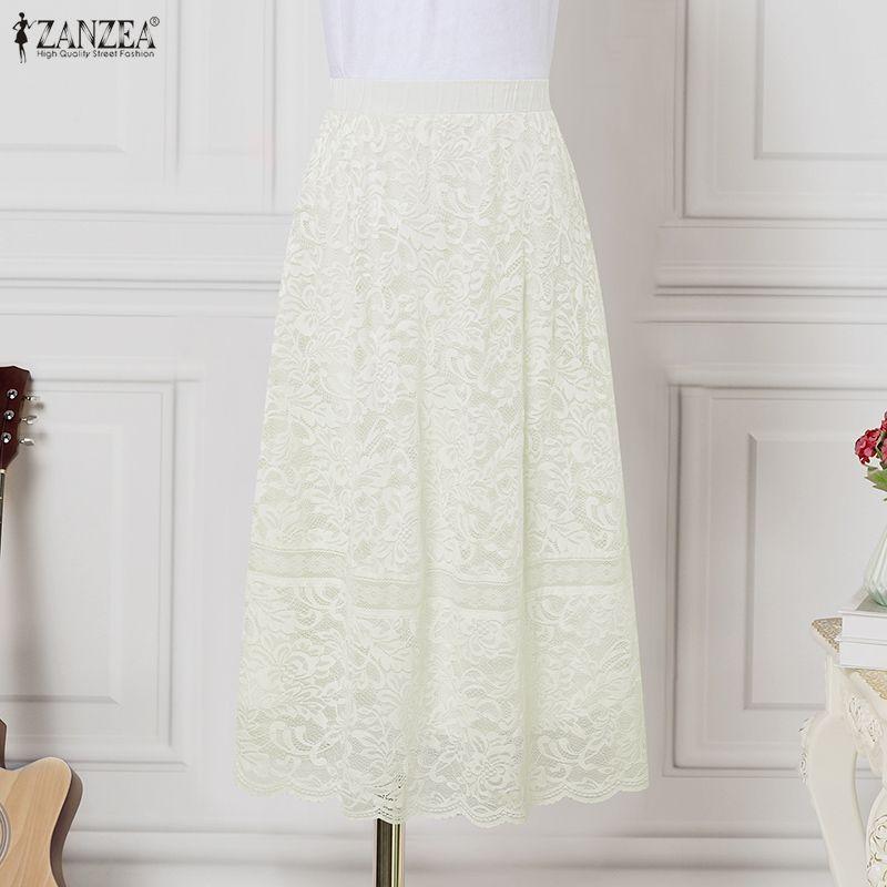 ZANZEA Women Summer Casual Lace Patchwork Long Skirts