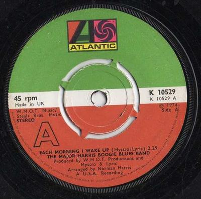 7inch Record MAJOR HARRIS BOOGIE BLUES BAND - Each Morning I Wake Up K10529 Atlantic 1974 UK Soul/Funk Used