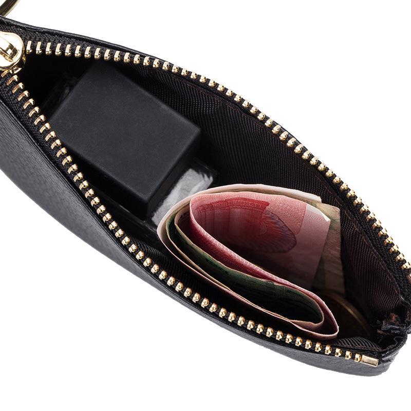 Mini women's change bag, coin bag, small wallet, first layer cowhide zipper, simple key money bag in hand