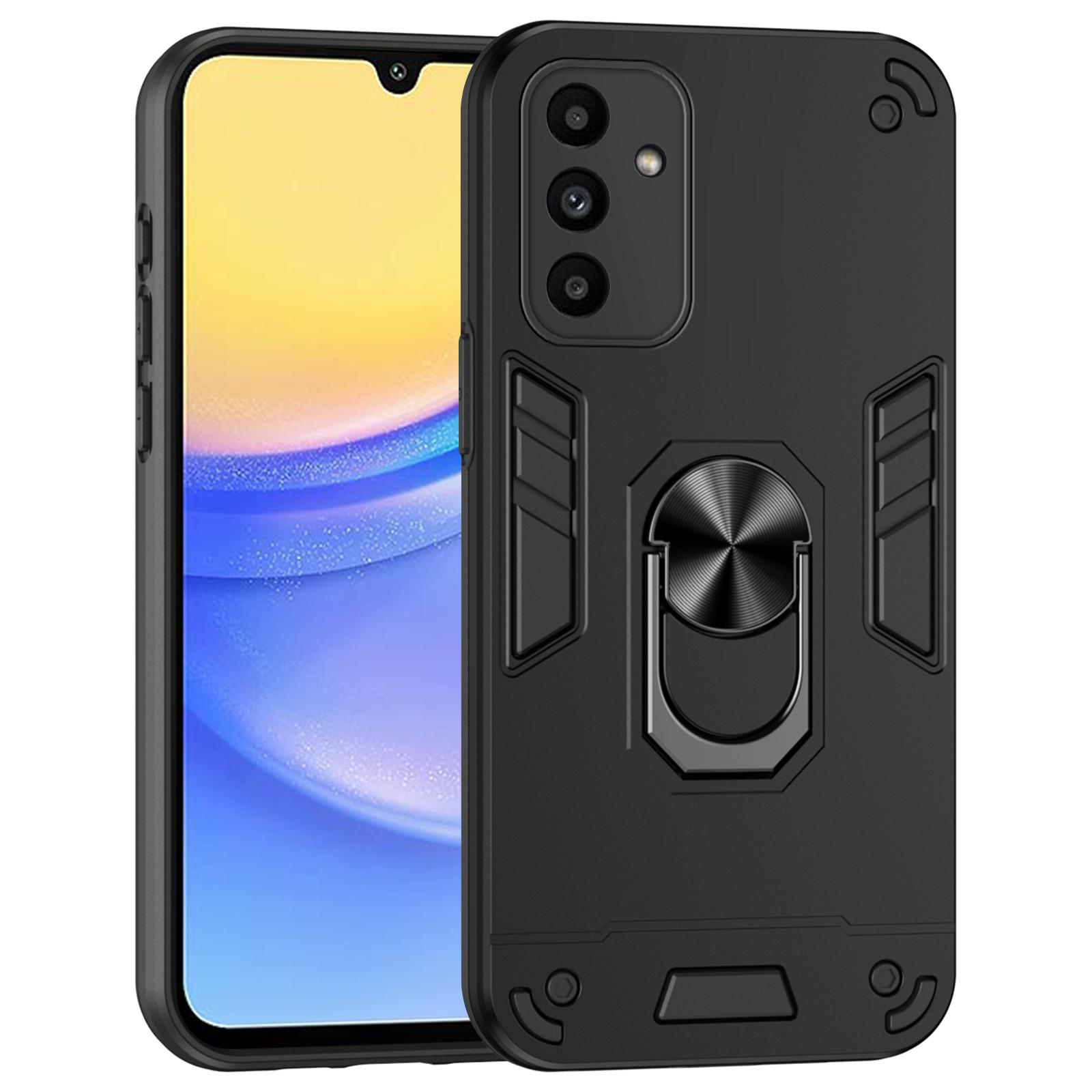 

For Samsung Galaxy A15 5G Kickstand Case Slim-Fit PC+TPU Mobile Phone Cover Fits Magnetic Car Mount Black