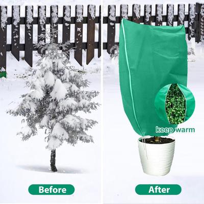 Yousheng Plant Freeze Protection Cover with Drawstring Zipper Reusable Non-woven Fabric Winter Outdoor Garden Tree Shrubs Potted Plants Frost Bag