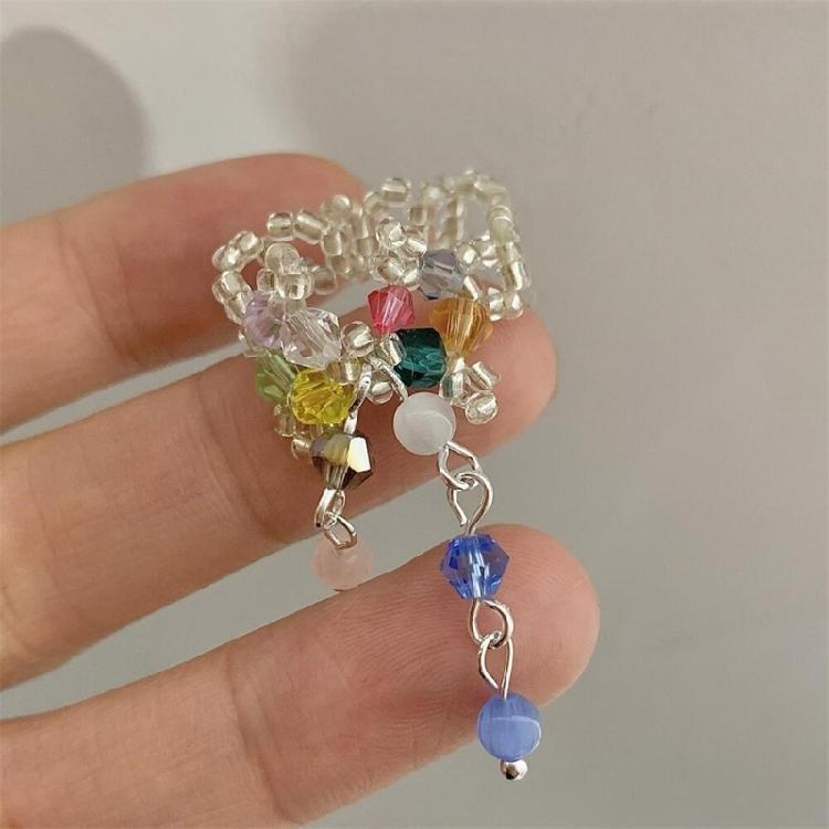 Anillos Florales de Cristal Ajustables de 2 Piezas Borlas de Dopamina Anillos de Dedo de Flor Joyería