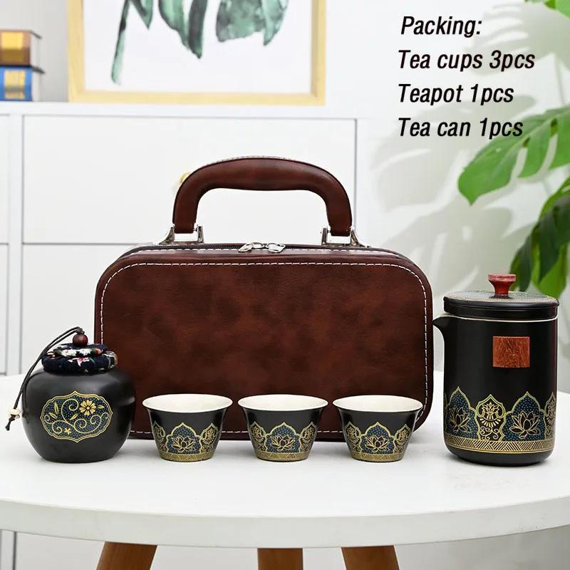 Ceramic Portable Travel Tea Set,Porcelain Tea Bowl,Espresso Cups,Pottery Coffee Mug,Afternoon Teacup Mugs,Coffee Cups,1 Set