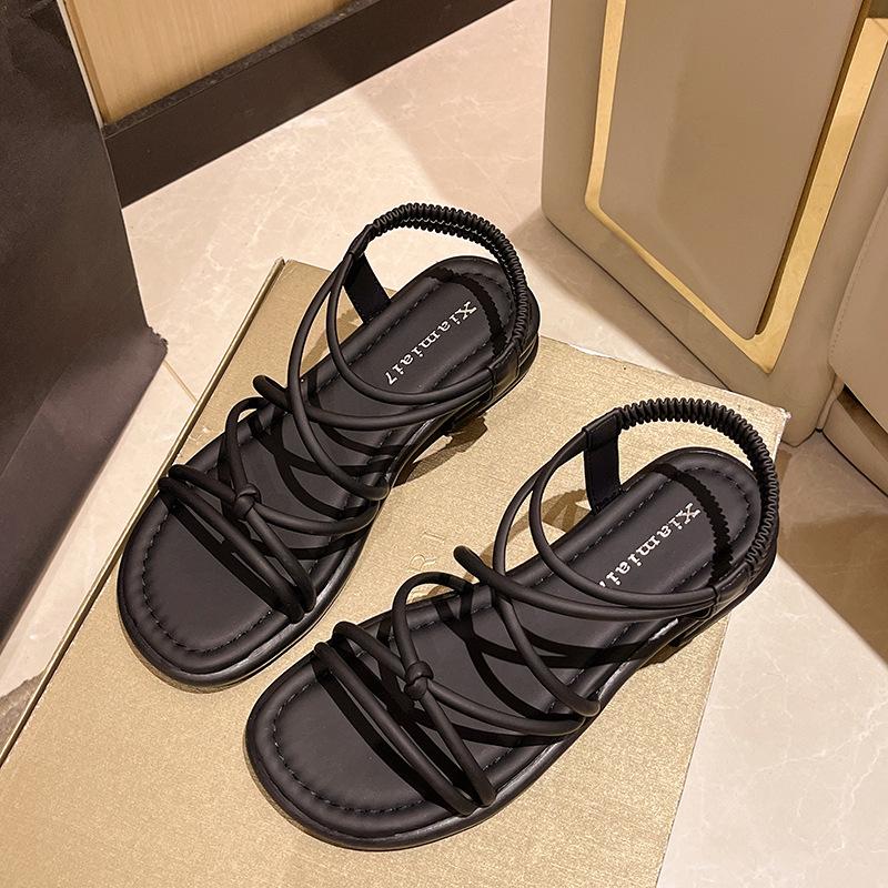 Flat Bottom Thin Strap Sandals Women's Summer New Outer Wear with Skirt Beach Sandals Women