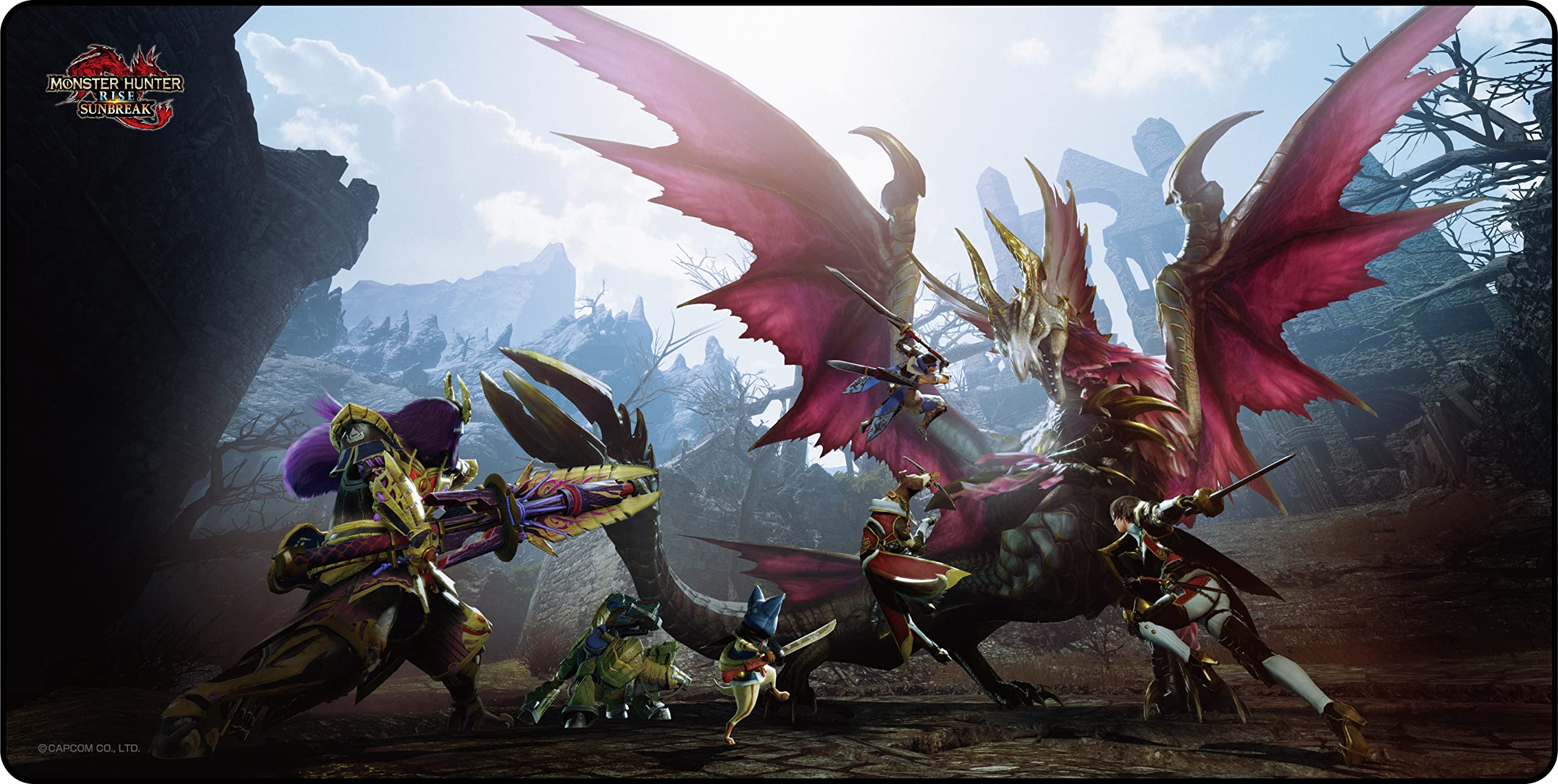 

Capcom Monster Hunter Rise Sunbreak Игровой коврик для мыши Тип Ш800 x В400 x Полиэстер и Синтетическая резина, B, Прибл. D3мм, чёрный