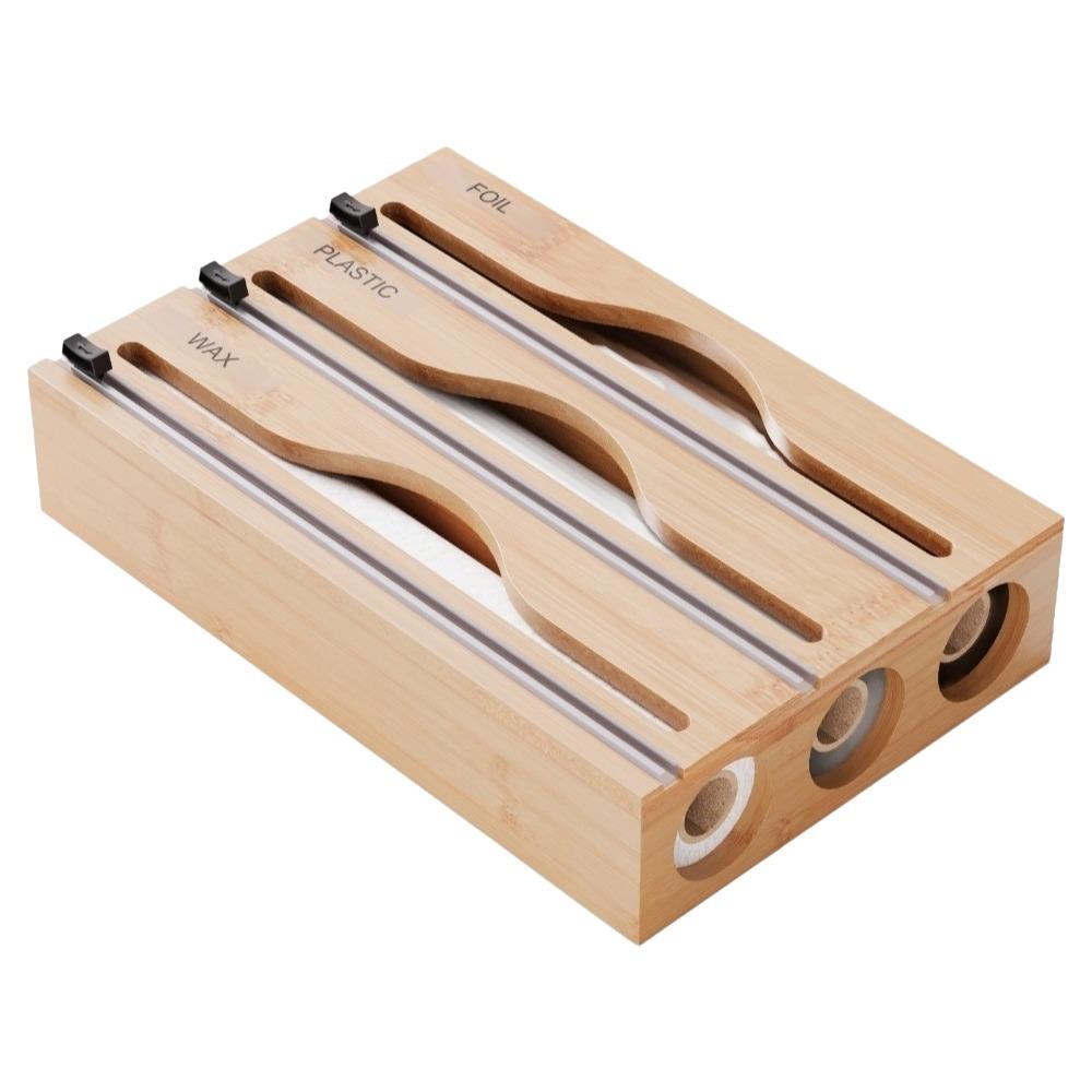 Wall Mounted Plastic Wrap Cutter Box 2 /3 Grids Tin Foil Cutter Wrap Dispenser  Kitchen Organizer
