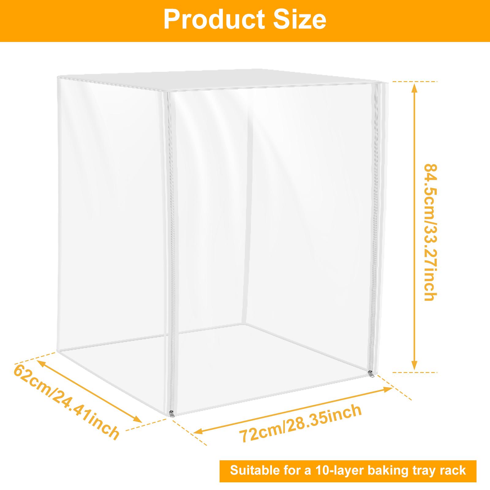 Чехол для стеллажа для выпечки с 4-сторонней молнией, 10/20 ярусов, Чехол для стеллажа для противней, Прозрачный ПВХ, Водонепроницаемый и пылезащитный, для стеллажа для хлеба