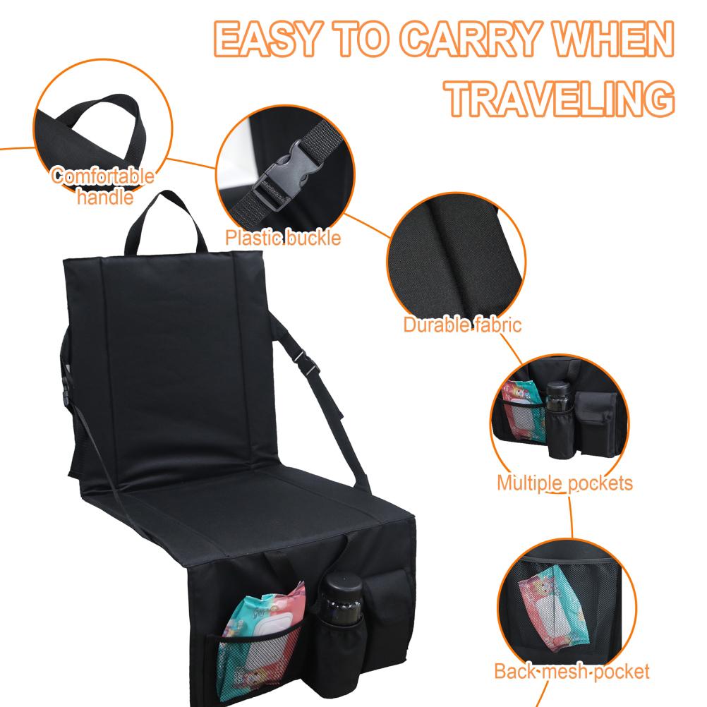 Folding Stadium Seat Camping Back Support Cushion Seat with Storage Bag Cup Holder Portable Outdoor Moisture proof