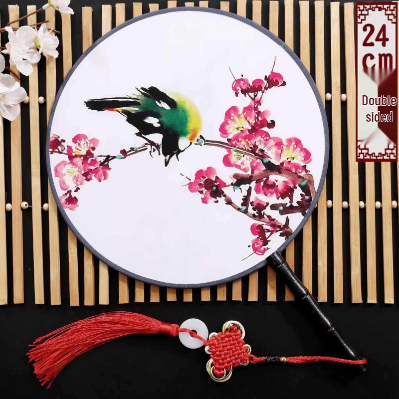 Neuer doppelseitiger runder Cheongsam Performance Tanzfächer