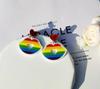 Rainbow Heart Tassel Dangle Earrings: Long Silver Needle Women's Summer Jewelry