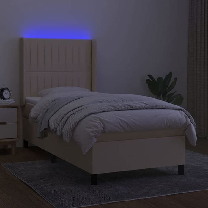 VidaXL Sommier à Lattes de Lit avec Matelas et LED, Lit Rembourré, Lit Simple, Lit Adulte de Chambre à Coucher Intérieur, 3138434