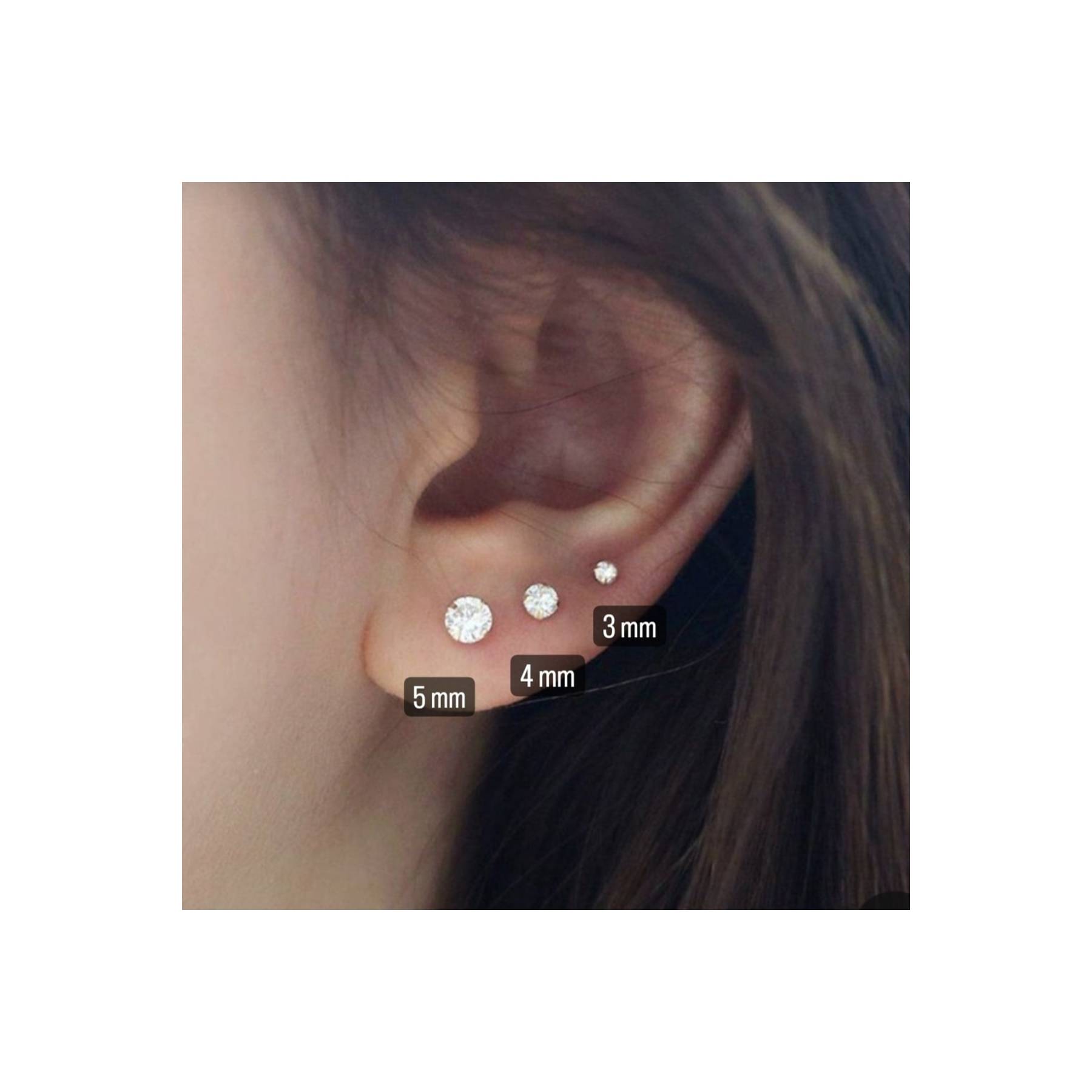 

Surgical Steel Solitaire Earring Set 3 Pieces Silver Color