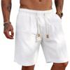 Men Drawstring Waist Casual Linen Shorts with Pockets Relaxed Fit Lightweight Breathable Summer Shorts for Daily Wear
