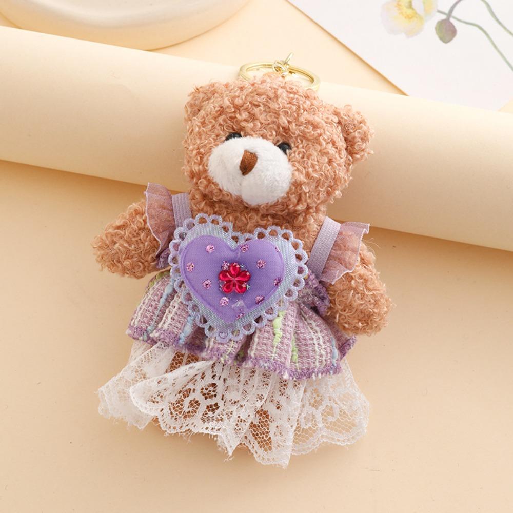 PP Cotton Bear Plush Pendant Lifelike Kawaii Bear Plush Ornaments 12cm Stuffed Animal Bear Plush Toy Bag Decoration