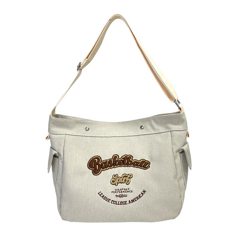 Monochromatic large capacity crossbody bag for women printed letter canvas simple fashionable