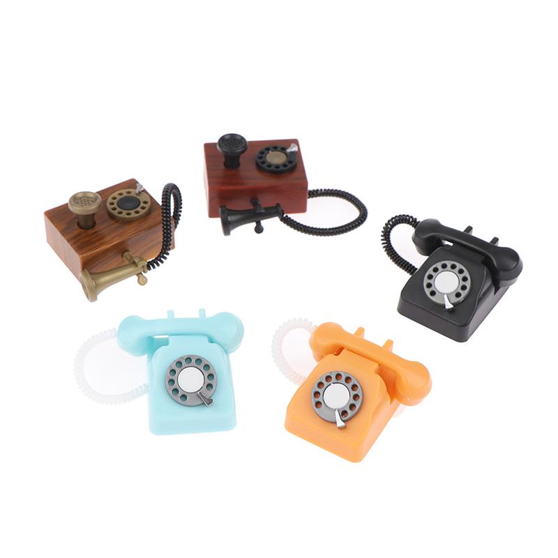 1Pcs Dollhouse Retro Telephone Dollhouse Toys