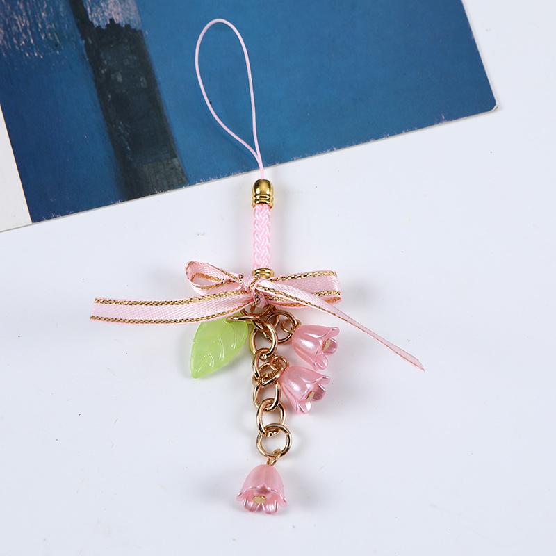 

Милый розовый бант-бабочка, цветок лилии, жемчужные бутоны, брелок, подвеска для телефона, кольцо для ключей автомобиля, шармы для чехла для наушников, аксессуары для сумки