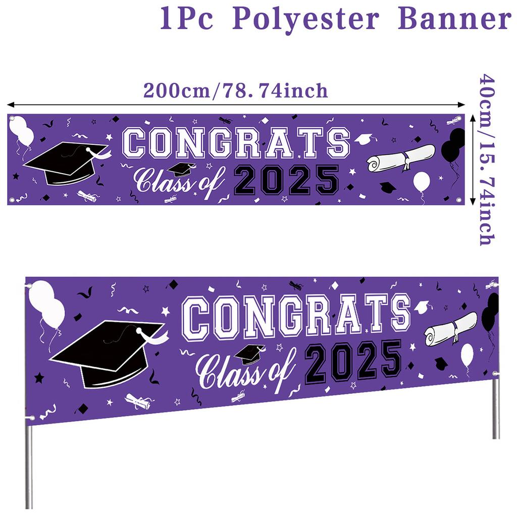 Herzlichen Glückwunsch Abschlussjahrgang 2025 Polyester Hängebanner Abschlusssaison Partydeko Outdoor Abschlusszeremonie Partyzubehör