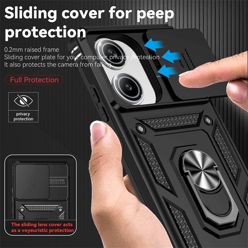 Armor Funda for Xiaomi Poco X8 Pro Max Case Slide Lens Protector Ring Stand Back Cover for Pocco Poko Little Poco X8 X7 Pro Capa