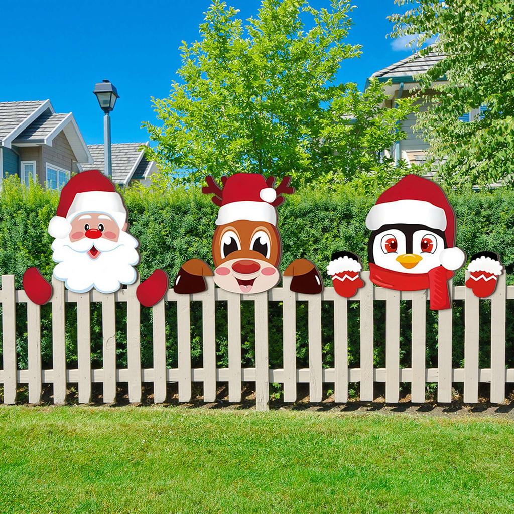 Christmas Garden Signboard, Wooden Courtyard Sign, Outdoor Winter Christmas Decoration, Family Front Door Decoration 3piece Set