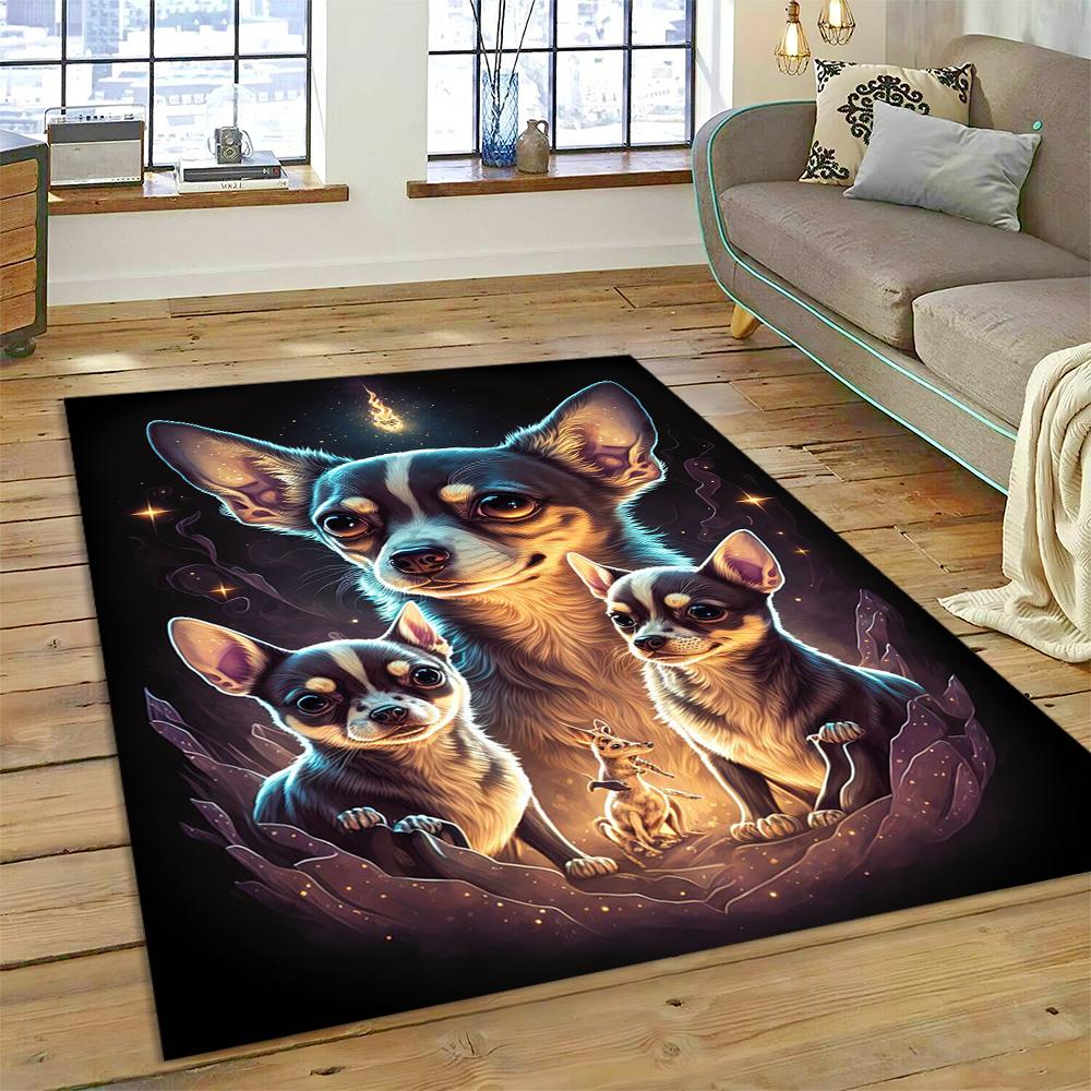 Cute Dog Cartoon Samoye,Chihuahua,Koki Pomeranian Husky Carpet Rug for Home Living Room Bedroom Sofa Doormat Decor,kid Non-slip