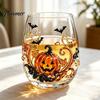 Einzigartiges Totenkopf- Weinglas Halloween Geist Whiskeyglas, Schwarze Katze Spinnennetz Tumbler für Gothic-Wohnkultur Cocktail, 350ml Gruseliges Trinkgeschirr Bar,