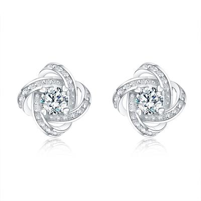 Brincos finos de prata esterlina 925 para mulheres, joias da moda, presentes de Natal, brincos de cristal brilhantes, casamento