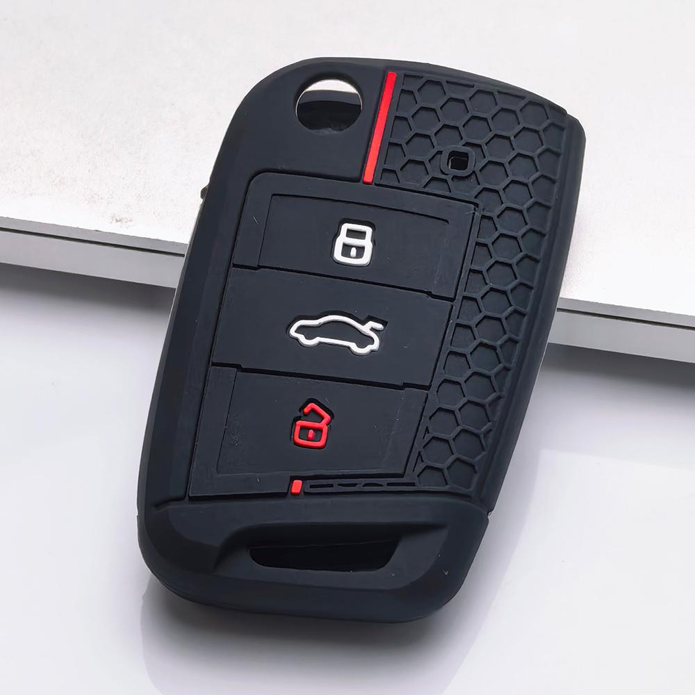 Key Fob Cover for VW Golf Tiguan Passat Polo Octavia A7 Mk7 Mk2 B8 Anti-Scratch Surface Shockproof Structure Soft Grip Texture Easy Install Design