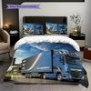 Golden Trucks Motion Bedding (1 * duvet cover + 2 * pillowcase, without core) 2D Flat Soft and comfortable Bedding set Christmas birthday gift