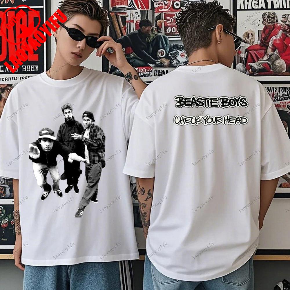 Beastie Boys T-Shirt Check Your Head T-Shirt Amerikanische Hip-Hop-Gruppe Schlichtes Modedesign Kurzarm-T-Shirt