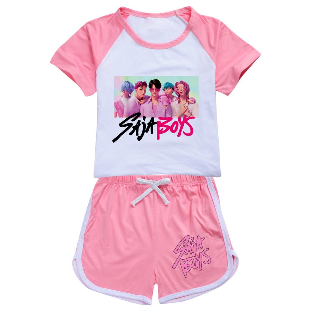 5028 Kids Girls Sajaboys POP Rumi Zoey Mira Print T-shirt Shorts Sport Tracksuit Clothes Set