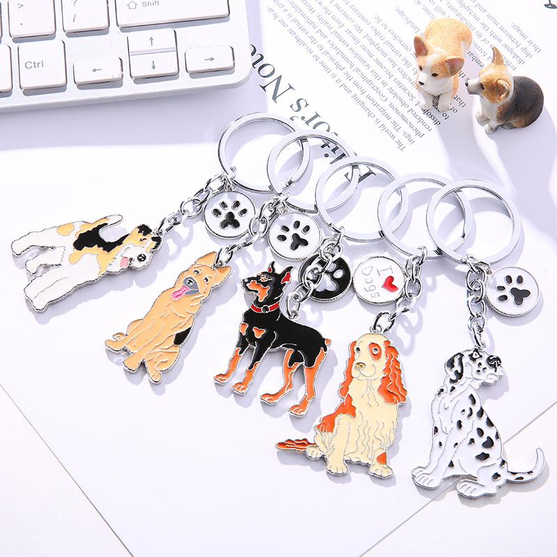 Cute Dog Keyring Gifts Fashionable Animal Charms Small Accessories Car Keyrings and Bag Charms