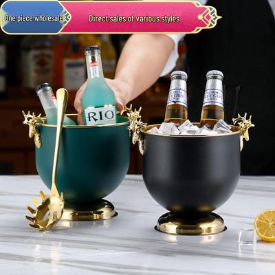 Secchiello per Ghiaccio in Acciaio Inossidabile Classico con Motivo di Cervo Europeo per Champagne, Vino e Liquori