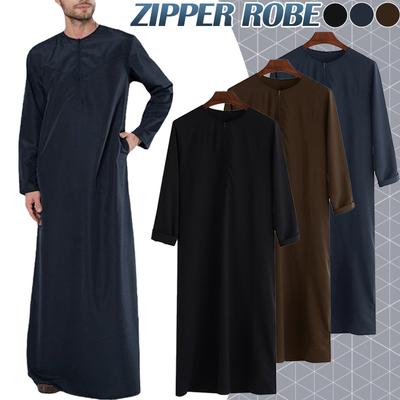 Herren Islamischer Ramadan Jubba Kaftan Dishdash Arabische Robe Thobe T-Shirt Kleid Tunika
