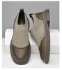 Men's Breathable Knit Mesh Slip-on Loafers - Spring/Summer Casual Low-top, Patchwork Design, Hidden Height Boost, Leather Details