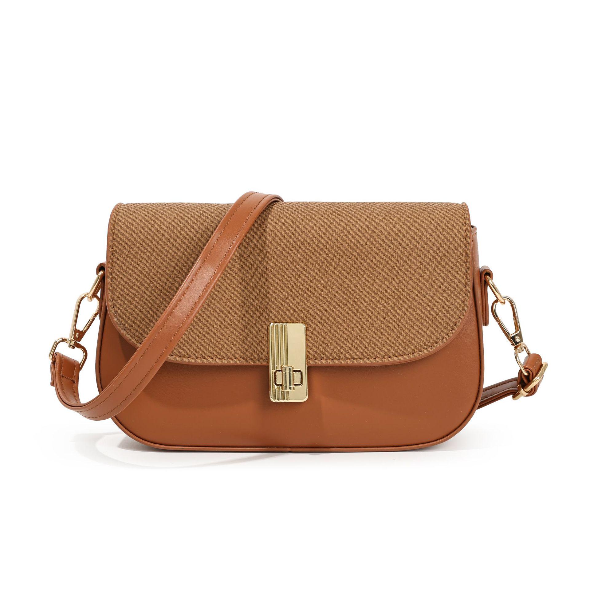 

2025 Fall Color Block Woven Crossbody Shoulder Bag - Women s Niche, Small Square with Lock, Versatile for Commute