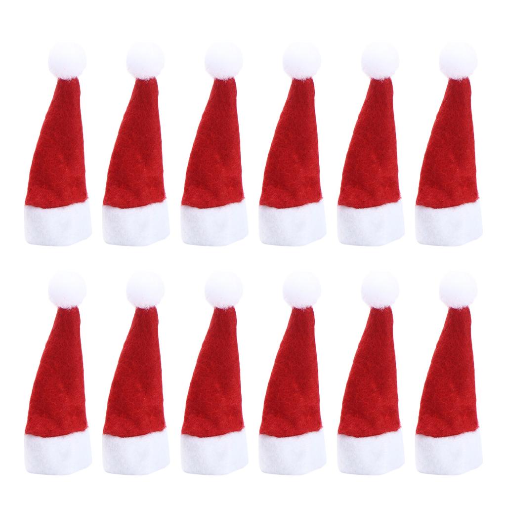 24Pcs Lollipop Hats Mini Christmas Caps Nonwoven Reusable Candy Decor Festive Holiday Party Favors Home Decoration