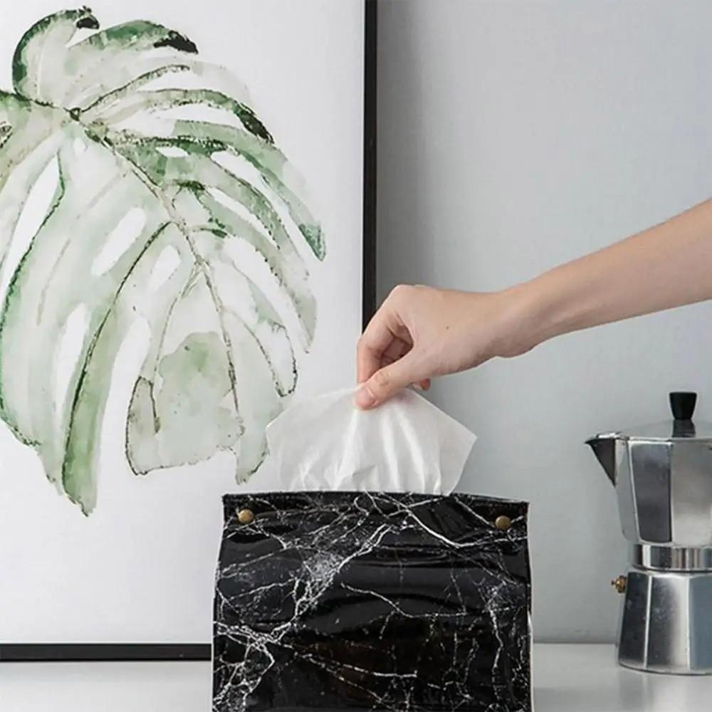 Marble Pattern Napkin Container Decorative Car Tissue Box Nordic Paper Tissue Case Bathroom