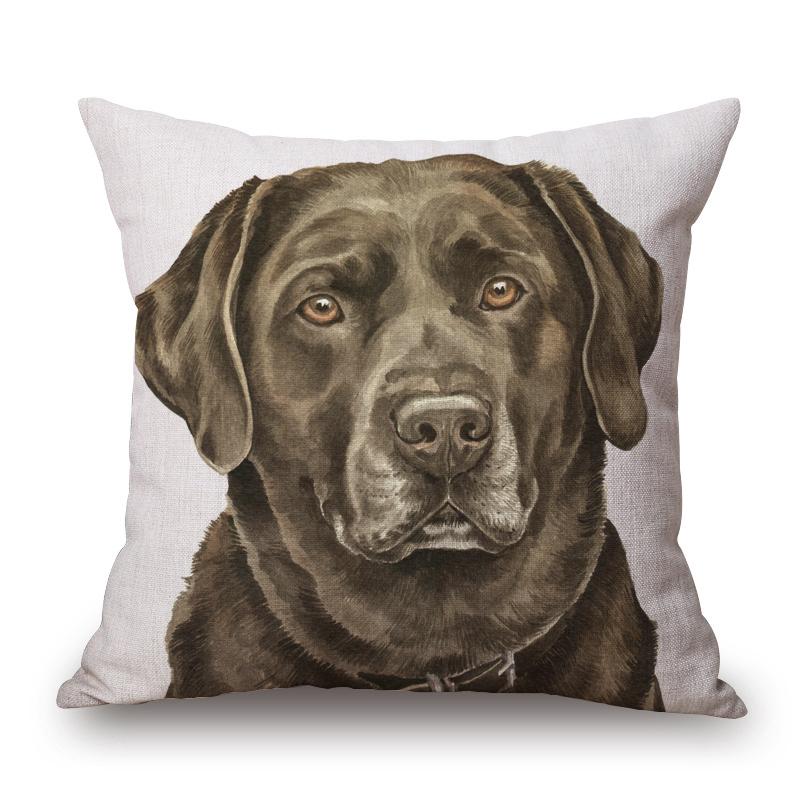 Hand Painting Dog Posters Cushion Cover Greyhound Bull Terrier Labrador Animals Portrait Pillowcase Decorative Pillows For Sofa