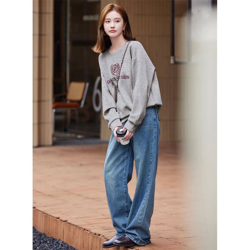 Women's Commuter Round Neck Letter Air Layer Sweatshirt